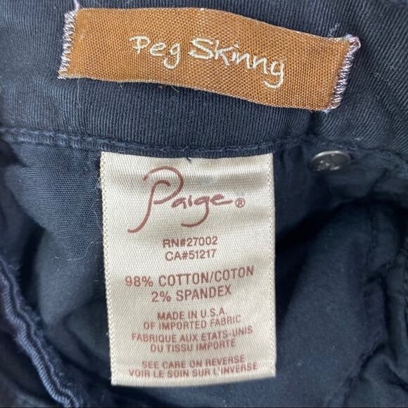 PAIGE Black Peg Skinny Jeans Low‎ Rise Size 27 - Picture 7 of 13